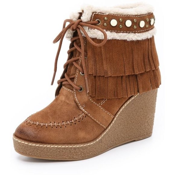 Sam Edelman Shoes - New Sam Eldeman Mocha Kemper Fringe Bootie